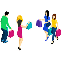 朋友逛街购物插画