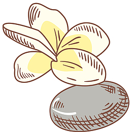 鸡蛋花和舌头手绘插画