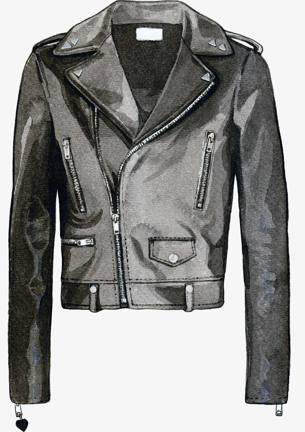 手绘水彩黑色女士上衣