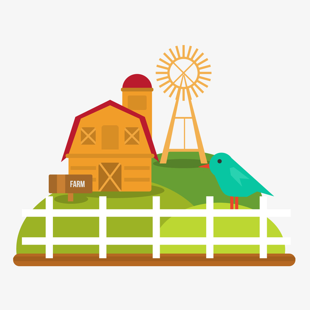 一个扁平化的卡通农场