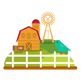 一个扁平化的卡通农场