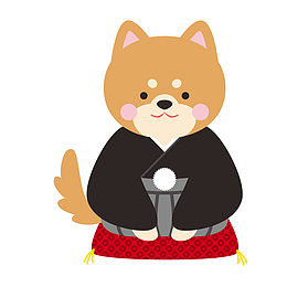 可爱日本和服造型柴犬矢量图标免