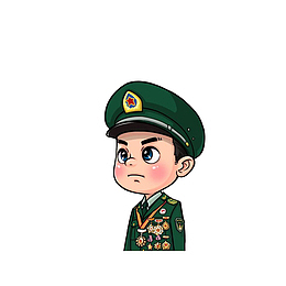 卡通胸前挂满勋章的军人素材