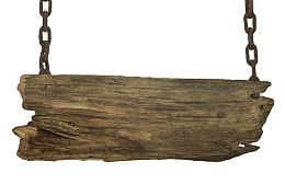 黑色腐朽铁链挂着的木板实物