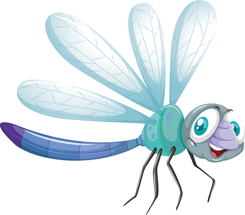 手绘卡通可爱小昆虫蜻蜓矢量素材