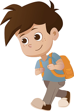 矢量图背书包的男孩