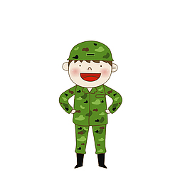 卡通手绘可爱的解放军素材