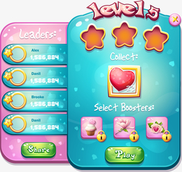 卡通游戏关卡得分可爱ui设计