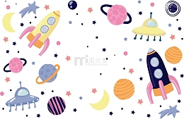 卡通可爱宇宙火箭