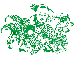 绿色剪纸人物