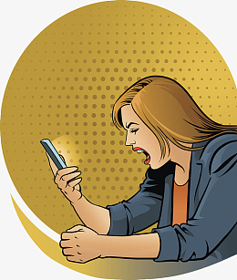 情绪愤怒抓狂的长发女孩