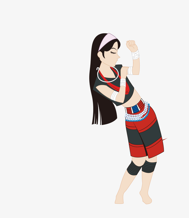 长发少数哈尼族矢量素材