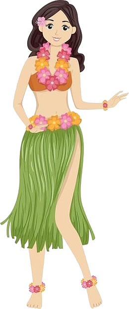长发少女与草裙舞