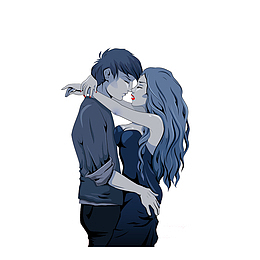 卡通亲昵拥抱的男女素材