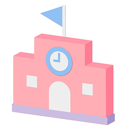 一所手绘的粉色学校