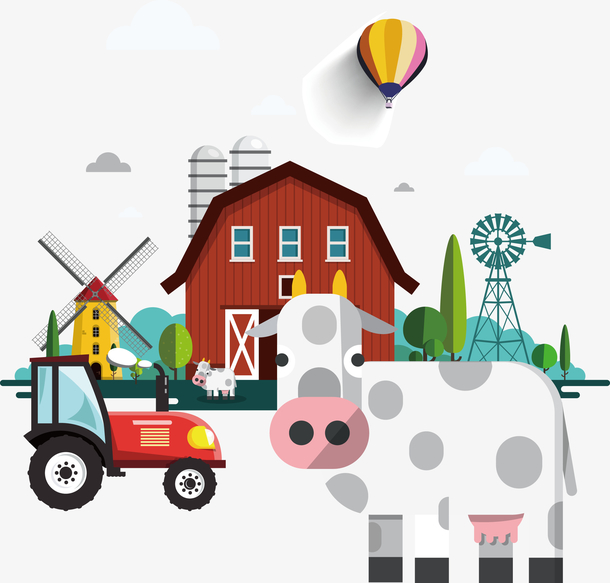 牧场和奶牛矢量图下载素材免费下载_觅元素
