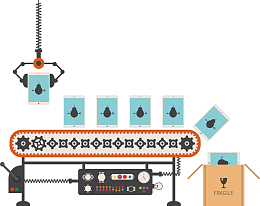 蓝色的包裹和包装箱