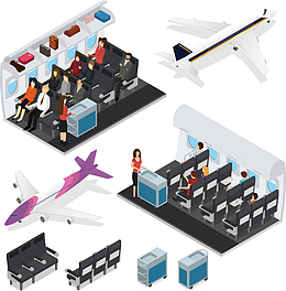 飞机和旅客矢量图