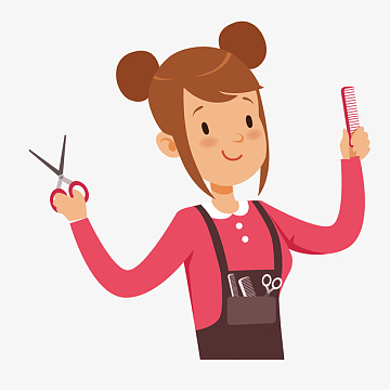 拿梳子和剪刀的女孩