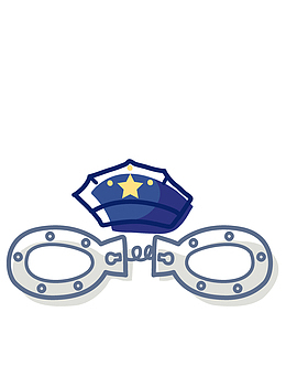 警帽和手铐手绘图