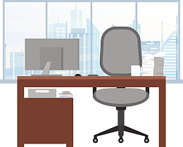 电脑桌和椅子矢量图