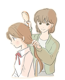 卡通母亲节为女儿梳头