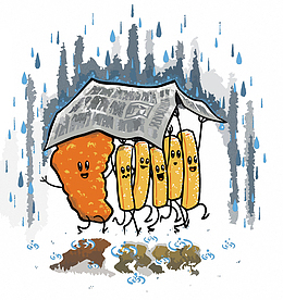 矢量下雨天的薯条和炸鸡