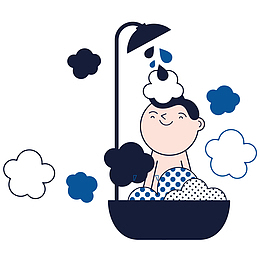 扁平洗淋浴的男孩素材