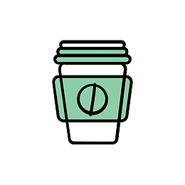 绿色手绘线稿咖啡杯子元素