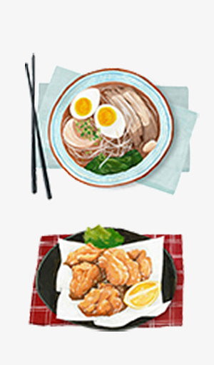 卡通手绘鸡蛋米线