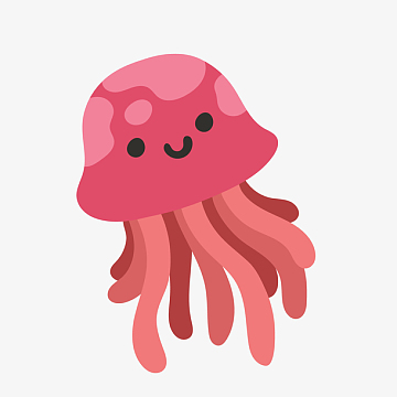 红色可爱水母矢量图