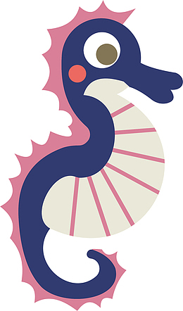 卡通可爱水产品海马素材