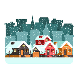 创意雪中的城市房屋矢量图