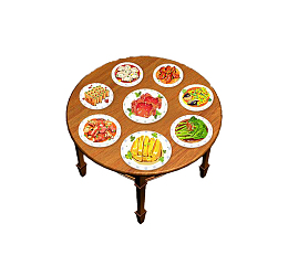 一桌子年夜饭png图