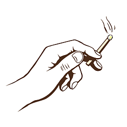 一个拿着燃烧的烟的手