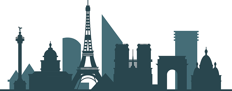 巴黎城市建筑剪影矢量素材