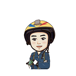 卡通双手交握在胸前的空军军人素