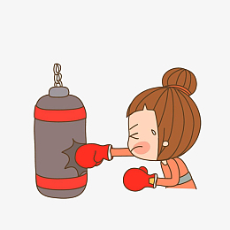 卡通做击打练习的女选手素材