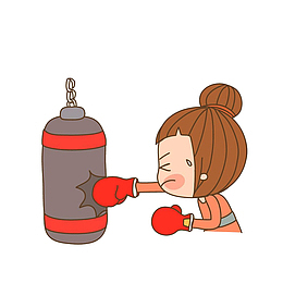 卡通做击打练习的女选手素材