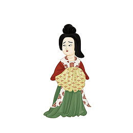 卡通彩绘唐朝女子素材