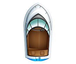 手绘卡通海上快艇