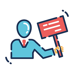 卡通手绘蓝色的小人