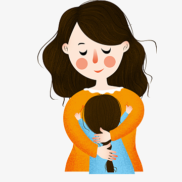 母亲节主题手绘卡通趴在妈妈怀里