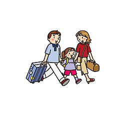 卡通全家出游素材