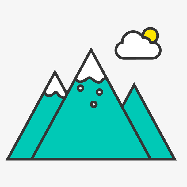 三座手绘的扁平化山峰免抠素材免费下载_觅元素51yuansu.com