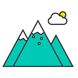 三座手绘的扁平化山峰