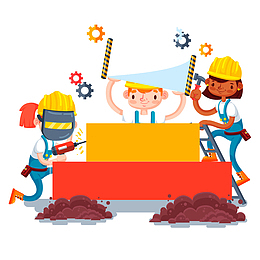三个正在工作的建筑工人