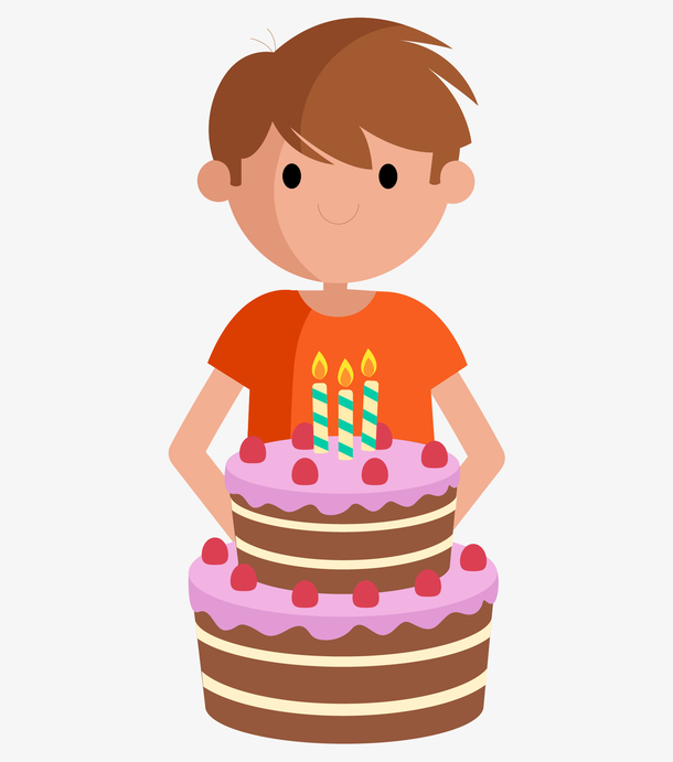 手绘卡通男孩过生日