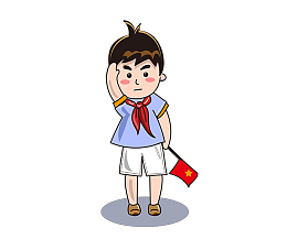 卡通手绘敬礼的小男孩