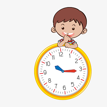 黄白色卡通男孩时钟